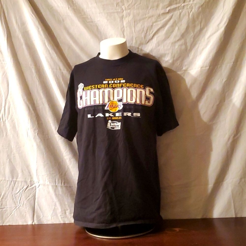 Vintage 2002 LA Lakers Western Conference Champions T-Shirt Lee Sport Tag Large